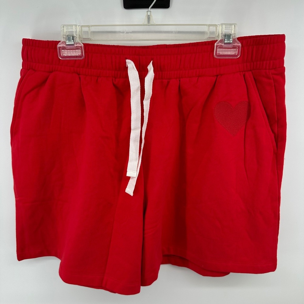 Spring + Mercer Red Heart Embroidered Drawstring Jersey Shorts‎ XL New With Tags